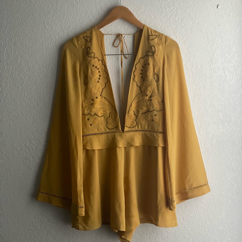 Nasty gal | mustard yellow romper | Chest slit |